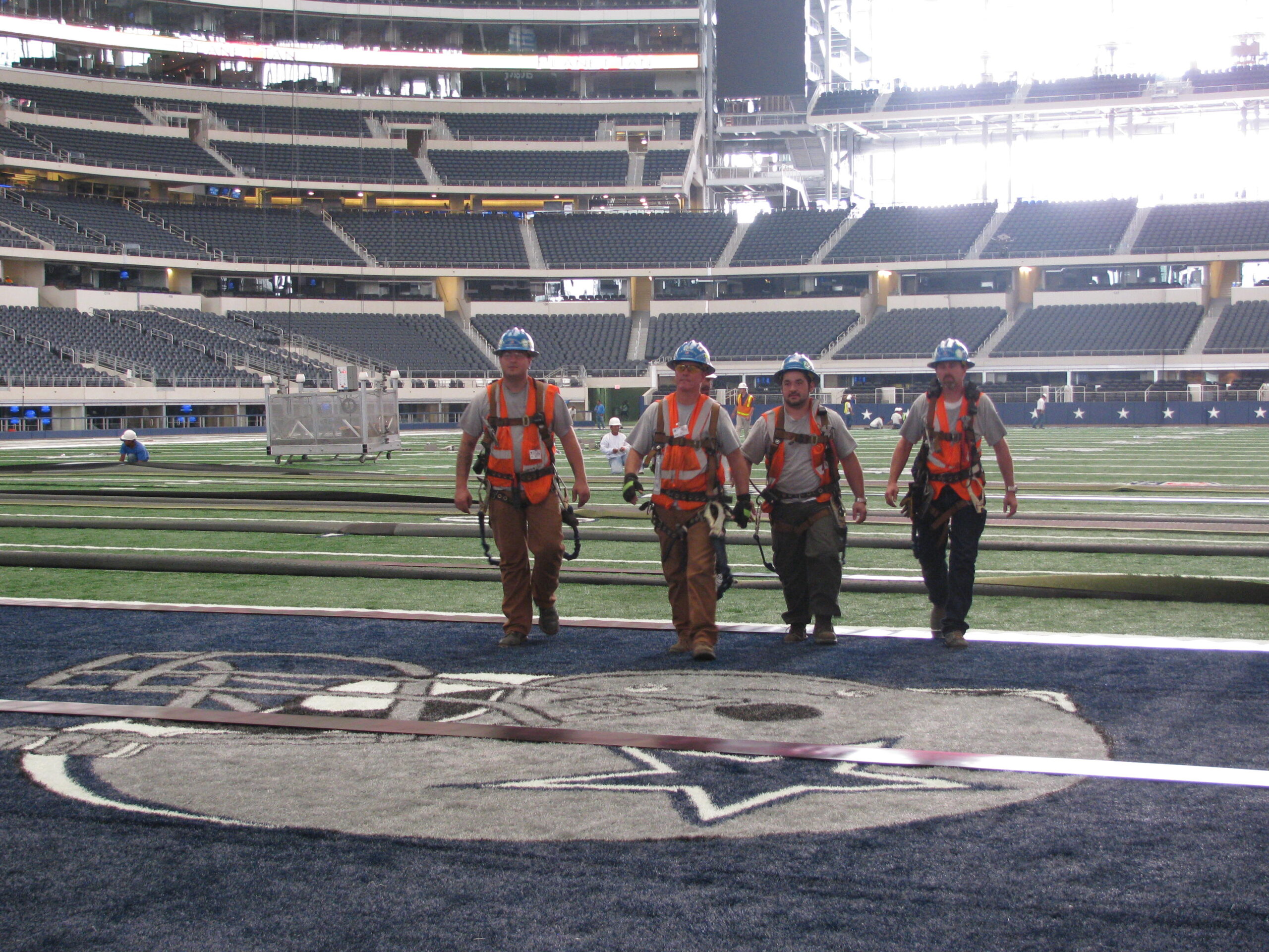 NETServices installation crew on the field at Dallas Cowboys Stadium